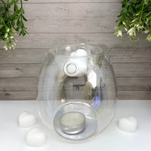 Load image into Gallery viewer, This elegant wax melt burner is the perfect addition to any modern home. Made from glass, each piece is handblown and designed to release fragrance throughout your home at the ideal temperature to produce the optimum scent throw.