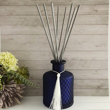 Load image into Gallery viewer, This luxury Navy geometric reed diffuser is available in a wide range of carefully selected fragrances. Housed in a beautiful high-quality moulded glass bottle that holds a large 200ml of fragrance.