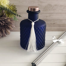 Load image into Gallery viewer, This luxury Navy geometric reed diffuser is available in a wide range of carefully selected fragrances. Housed in a beautiful high-quality moulded glass bottle that holds a large 200ml of fragrance.